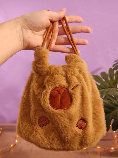 Sac Pochon Capybara Peluche Kawaii | Sac à Main Original Doux