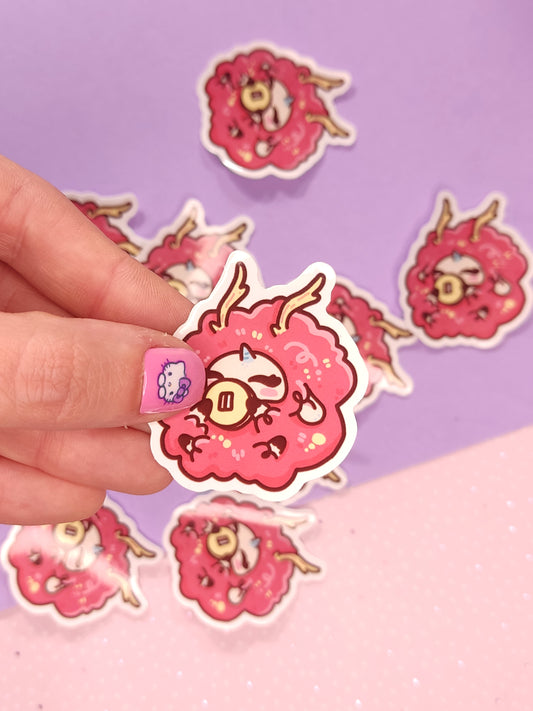 Sticker Vinyle Brillant Flouffy Dragon Porte-Bonheur | Ada Stationery