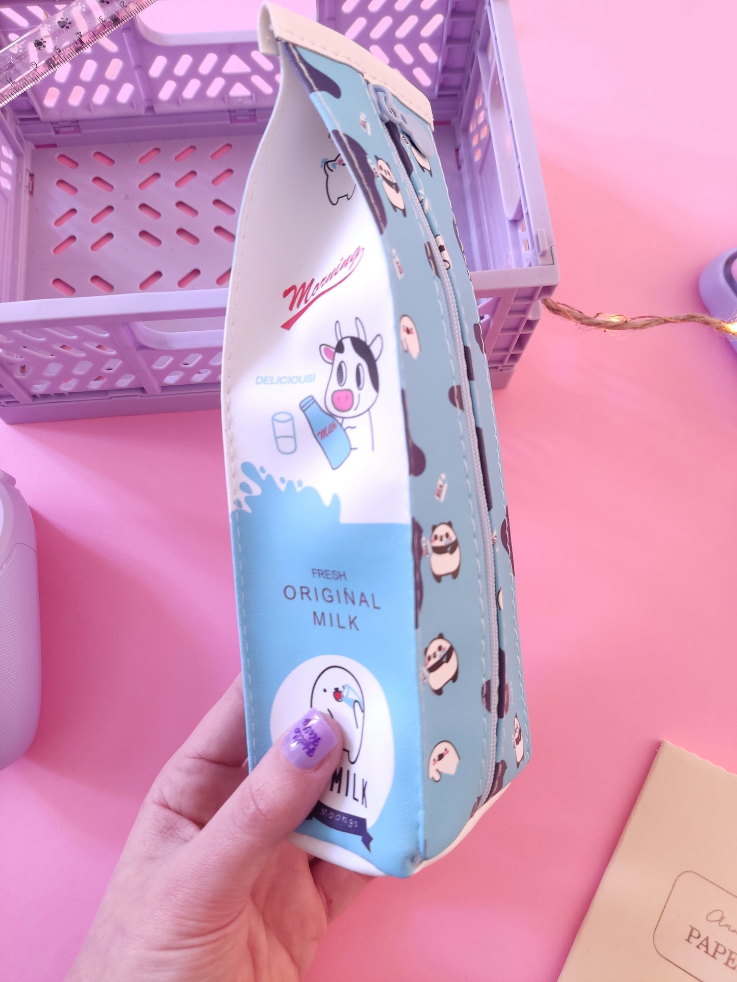 Trousse Brique de Lait Kawaii | Trousse Scolaire Originale | Papeterie Fantaisie