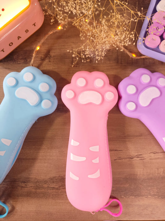 Trousse Patte de Chat en Silicone | Pochette Kawaii Originale | Étui à Crayons pour une Rentrée Douce & Kawaii