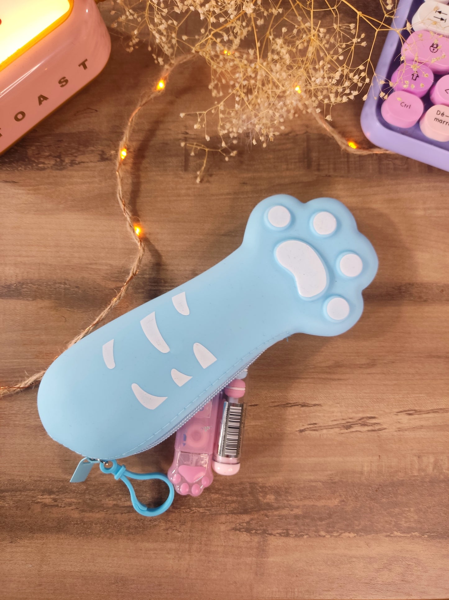 Trousse Patte de Chat en Silicone | Pochette Kawaii Originale | Étui à Crayons Doux & Mignon