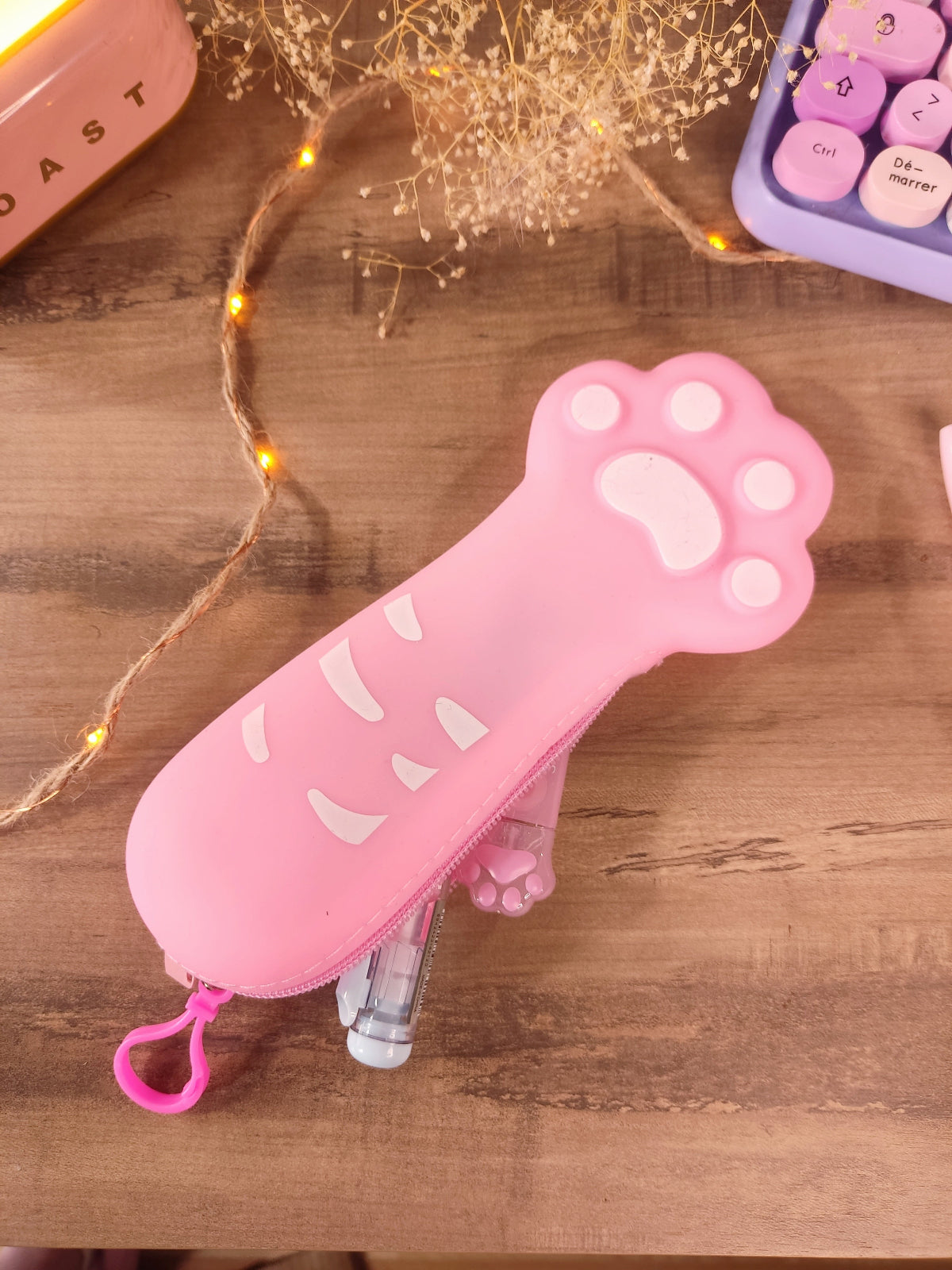 Trousse Patte de Chat en Silicone | Pochette Kawaii Originale | Étui à Crayons pour une Rentrée Douce & Kawaii