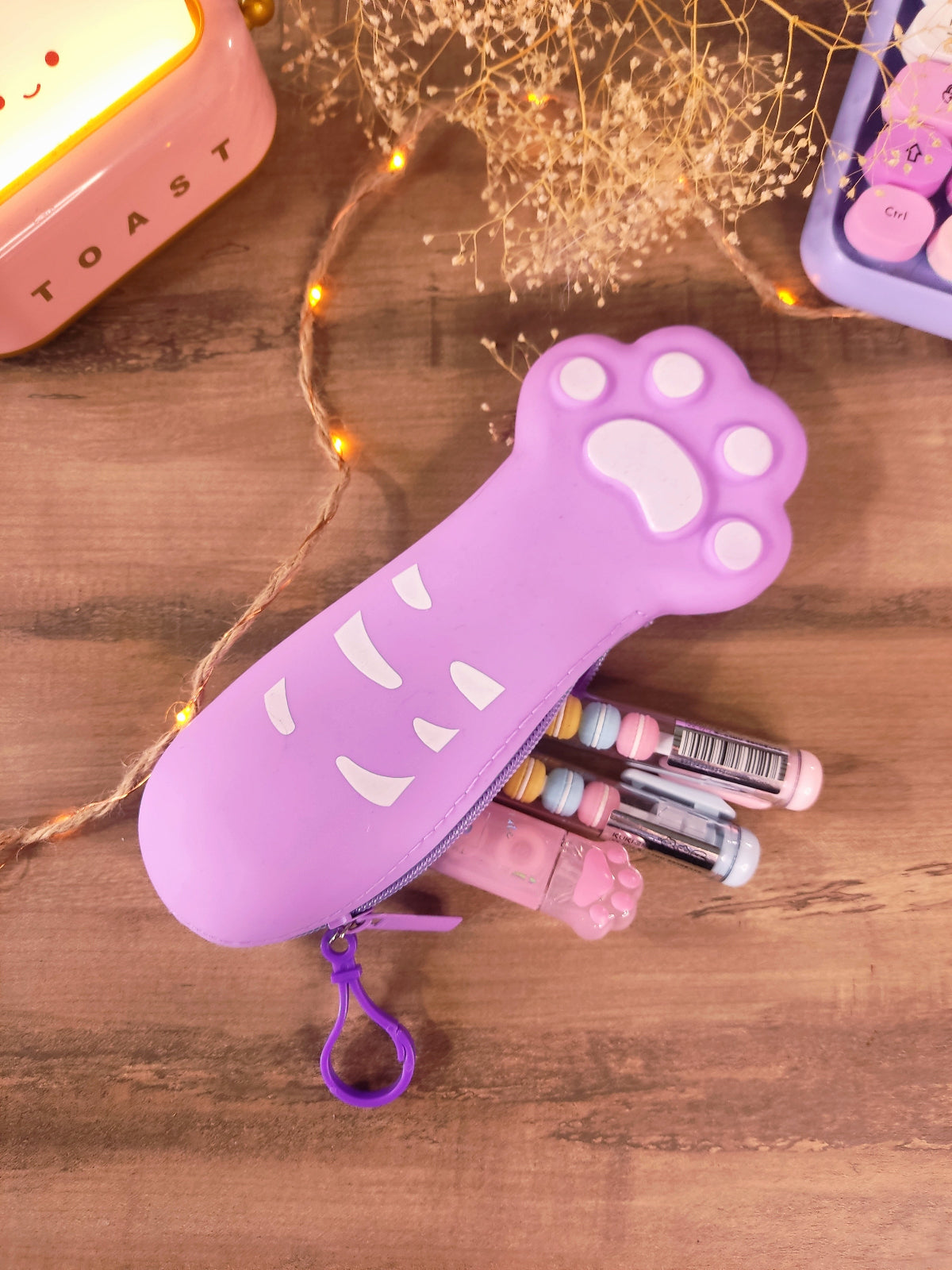 Trousse Patte de Chat en Silicone | Pochette Kawaii Originale | Étui à Crayons pour une Rentrée Douce & Kawaii