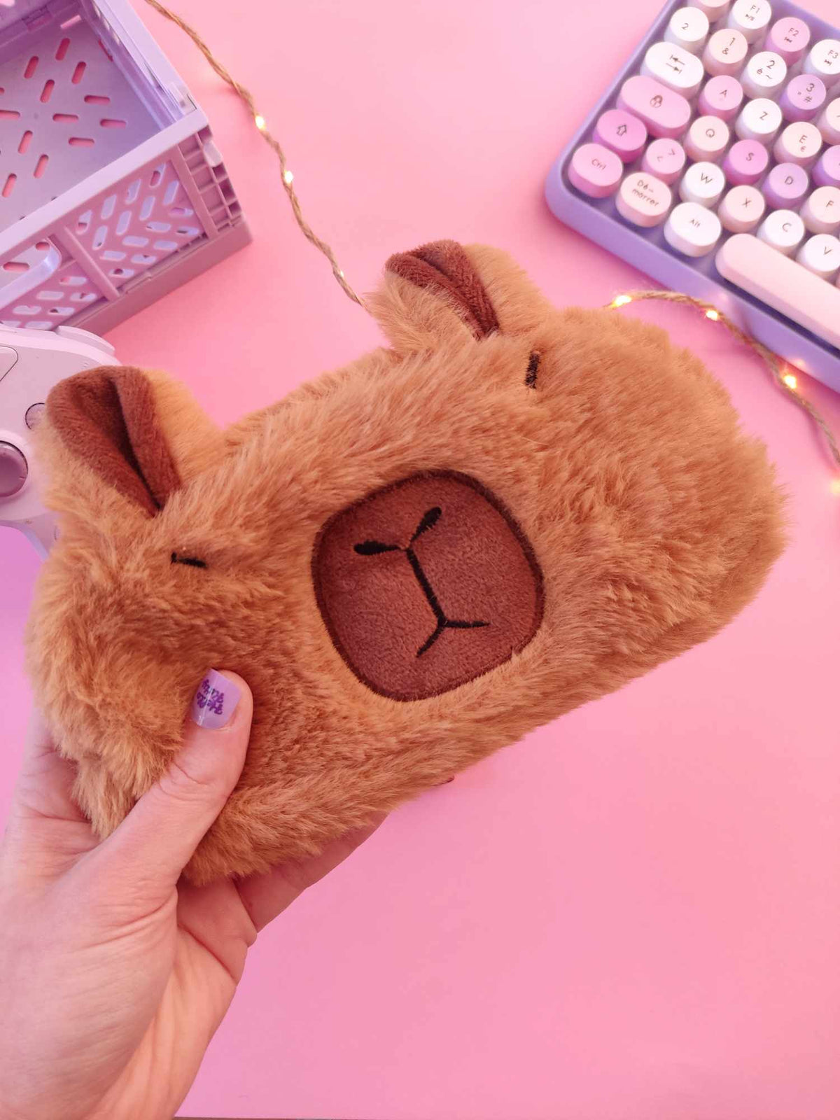 Trousse d'école tout douce en peluche capybara pour la rentrée.