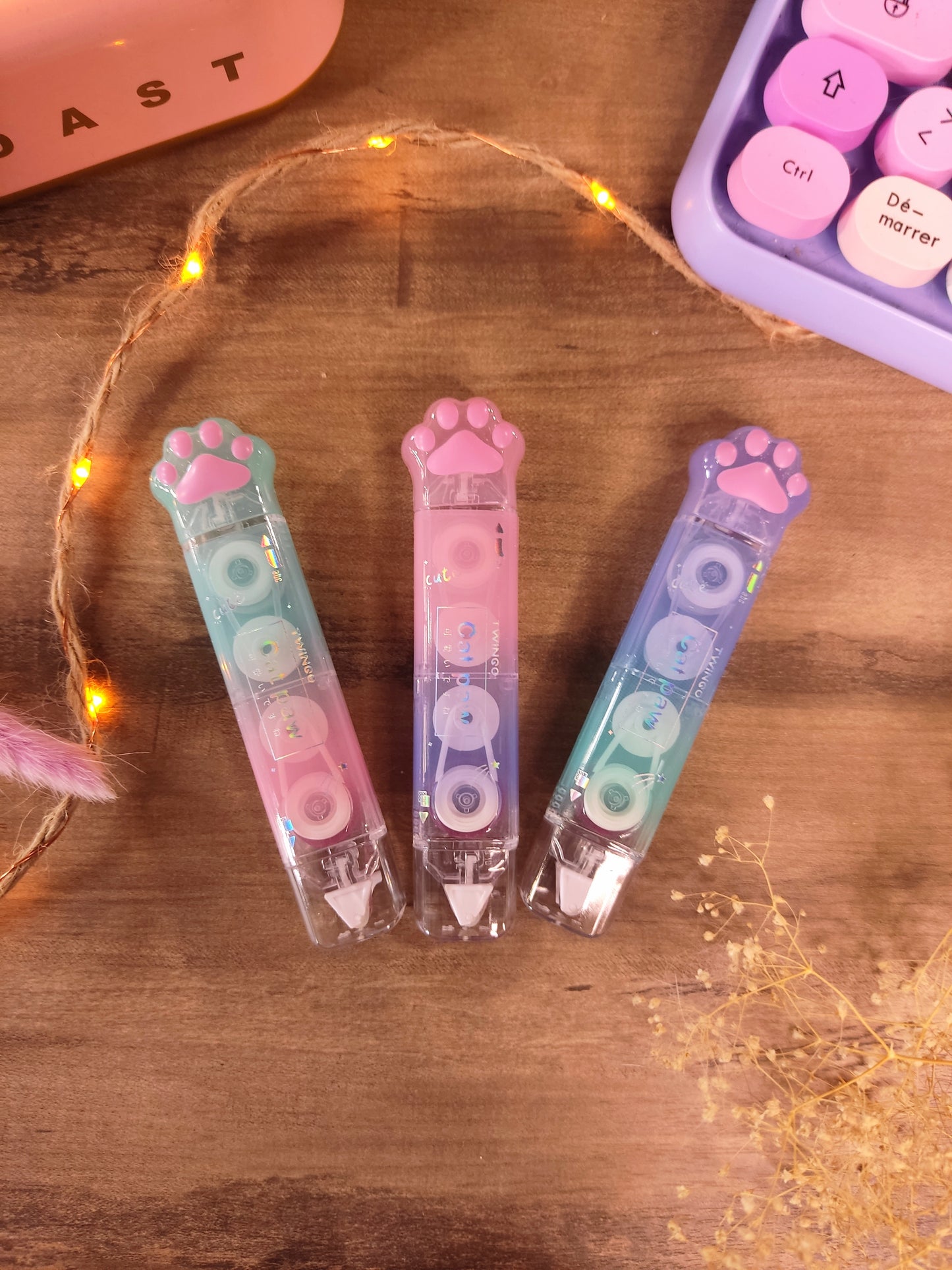 Crayon patte de chat 2-en-1 Typex et Colle Roller | Accessoire Bureau Pratique & Original